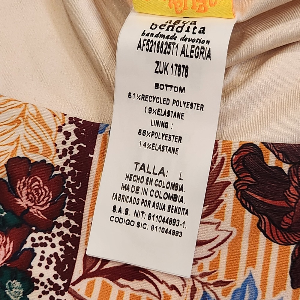 New L Agua Bendita ALEGRIA Bikini Bottom Women's L Floral Side Tie Swim Large - Picture 9 of 13